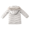 Girls Winter Fleece Lined Jacket Printed Faux-Fur Hooded Puffer Coat Silver