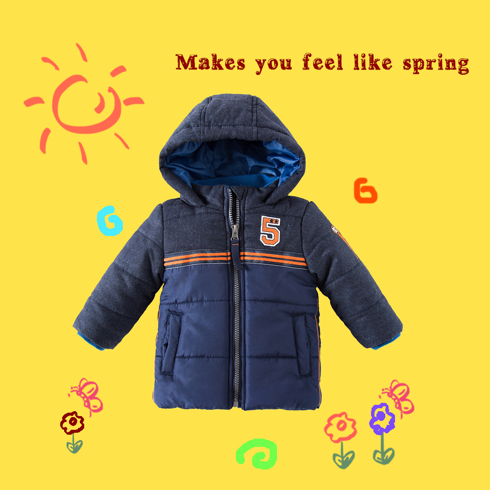 Baby Boys Winter Jacket Hooded Quilted Puffer Infate Coat Outerwear 