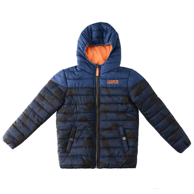 Big Boys Winter Warm Jacket Camo Printed Zip Up Puffer Coat with Hood