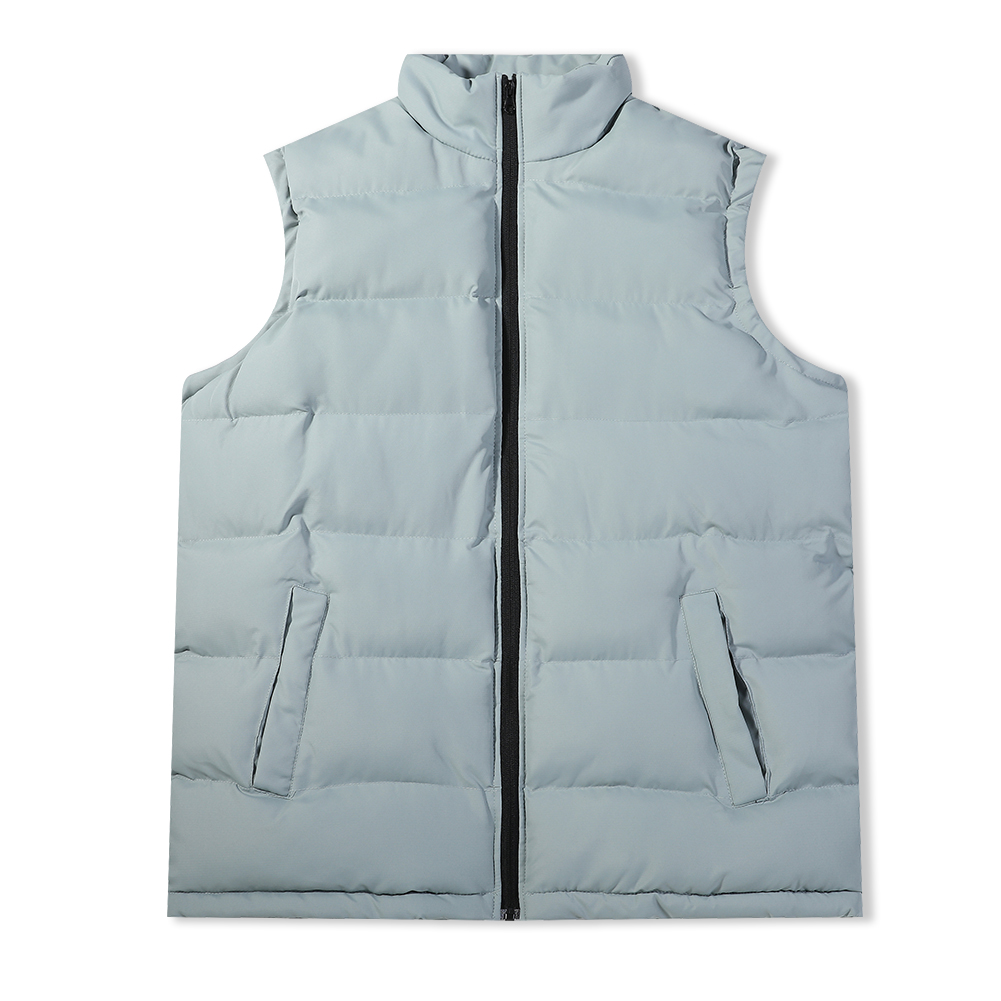 Man Casual Down Vest Stand Collar Puffer Coats Sleeveless Winter Jacket Quilted with Pockets